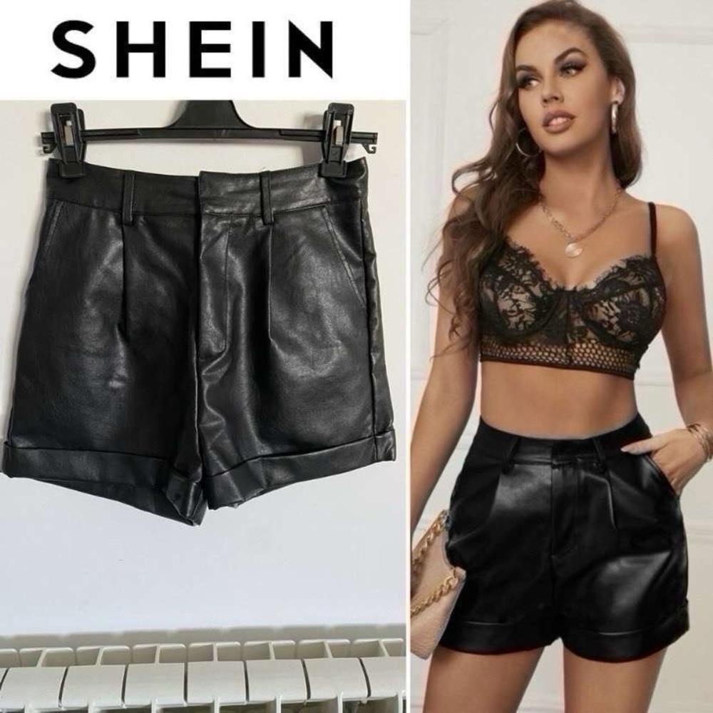 SHEIN Black High Waist Faux Leather Shorts